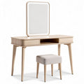 Coiffeuse en bois clair avec miroir et tabouret de dimensions 120 x 40 x 75cm