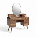 Coiffeuse en bois de noyer avec miroir ovale dimensions 150 x 45 x 75cm