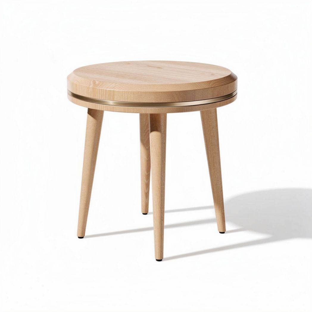 Table d'appoint ronde en bois de hêtre naturel 60 x 60 x 50 cm