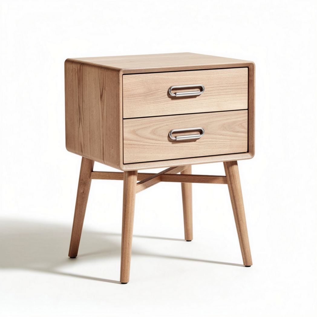 Table de chevet en bois clair avec 2 tiroirs dimensions 40 x 40 x 50 cm
