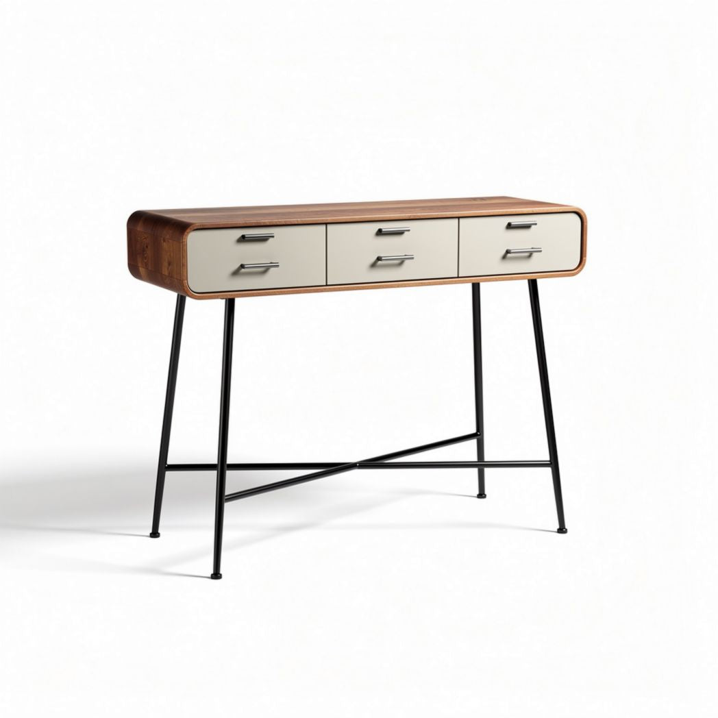 Console en bois et métal avec trois tiroirs dimensions 120 x 40 x 75 cm