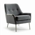 Fauteuil en tissu gris avec piètement en métal dimensions 80 x 70 x 90cm