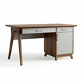Bureau en bois avec tiroir et porte en finition gris 120 x 60 x 75cm