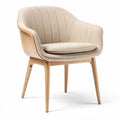Fauteuil en tissu beige avec structure en bois hêtre 70 x 70 x 75cm
