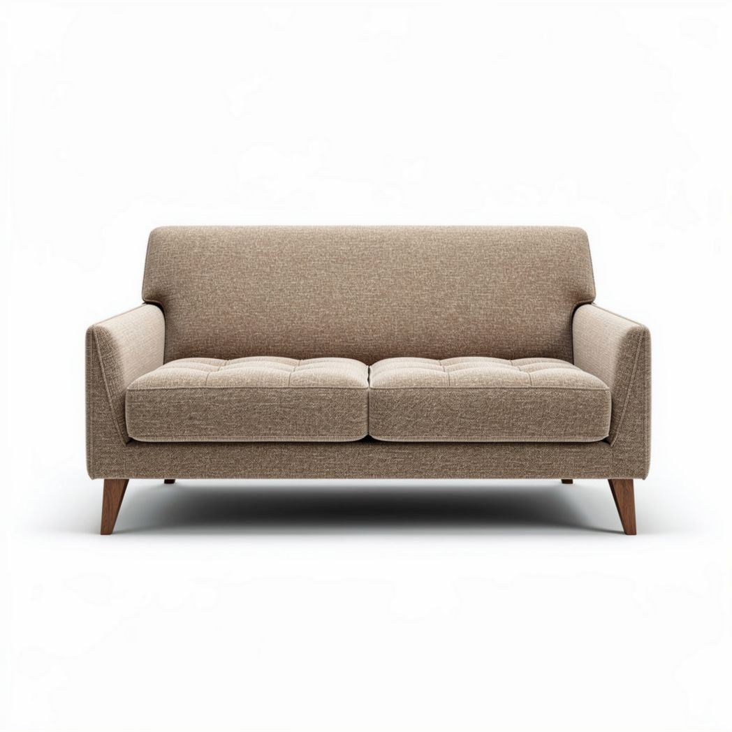 Canapé en tissu beige pour deux personnes dimensions 150 x 80 x 75cm