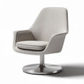 Fauteuil pivotant en tissu gris avec base en métal 70 x 70 x 80cm