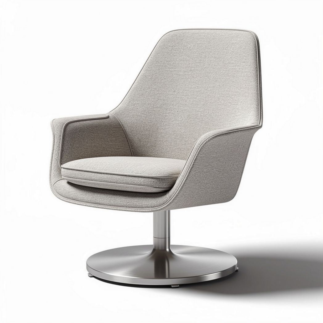 Fauteuil pivotant en tissu gris avec base en métal 70 x 70 x 80cm