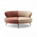 Canapé rond bicolore en tissu marron et beige avec pieds en métal 150 x 80 x 70cm